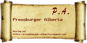 Pressburger Alberta névjegykártya